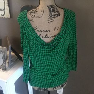 Michael Kors Houndstooth Drape Neck Blouse M